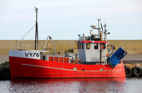 Fishing boat port red photo