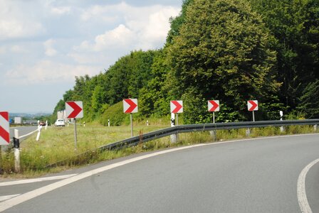 Motorway exit attention banked turn