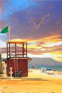 Flag beach sand photo