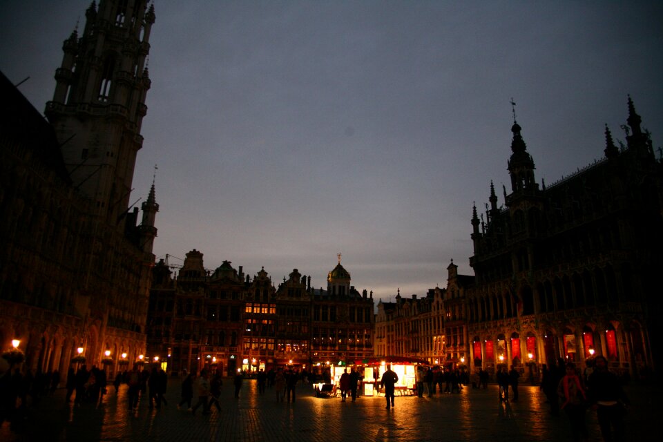 Brussels square in the evening