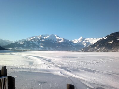 Winter lake mountains