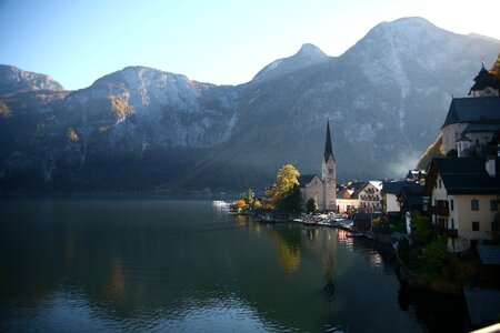 Hallstatt lake church photo