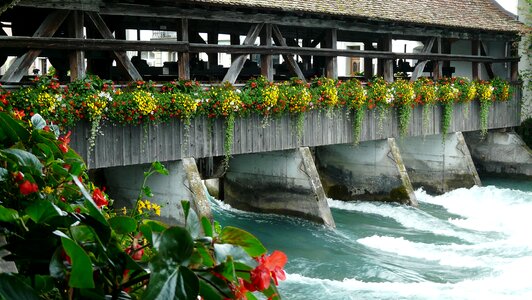 Switzerland pedestrian bridge historic center