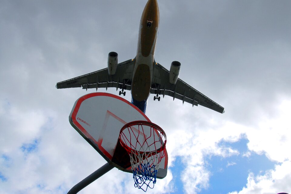 Basketball hoop sky landing