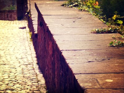 Evening stone castle wall