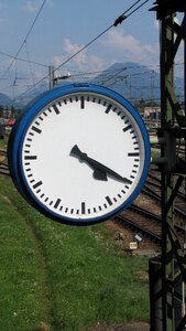 Station clock railway rail traffic photo