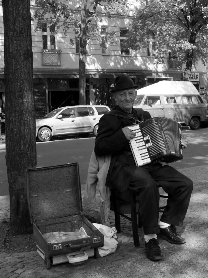 Accordion player older gentleman accordion