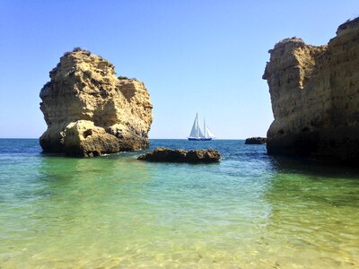 Sailboat rocks coast