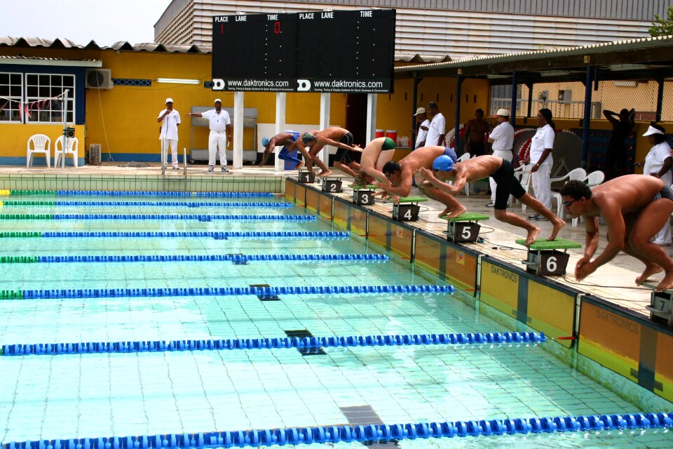 Swimmer athletes pool