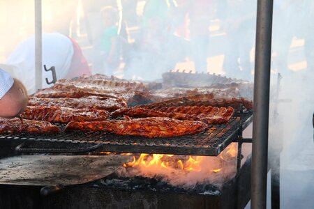 Barbecue peeling ribs meat photo