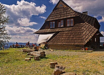Grass architecture the wooden building