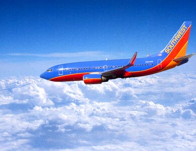 Blue airplane travel