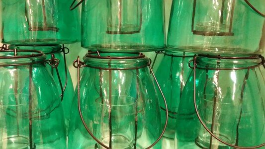 Glass green pots