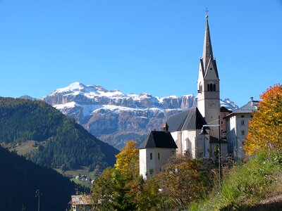 Dolomites church steeple photo