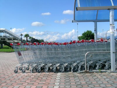 Carts shopping trolleys supermarket photo