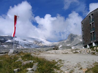 Mountain summit rudolf hut glacier