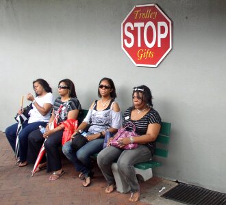 Sit human bus stop photo