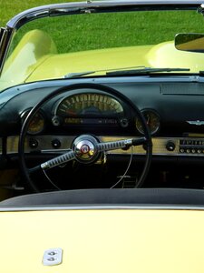 Yellow steering wheel speedometer photo