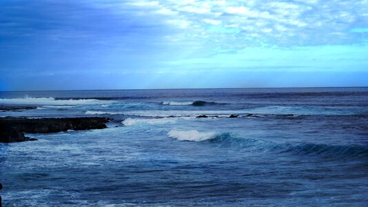 Blue sky beach sea waves photo