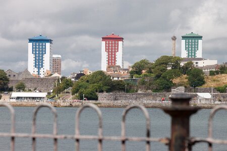 Architecture blue red