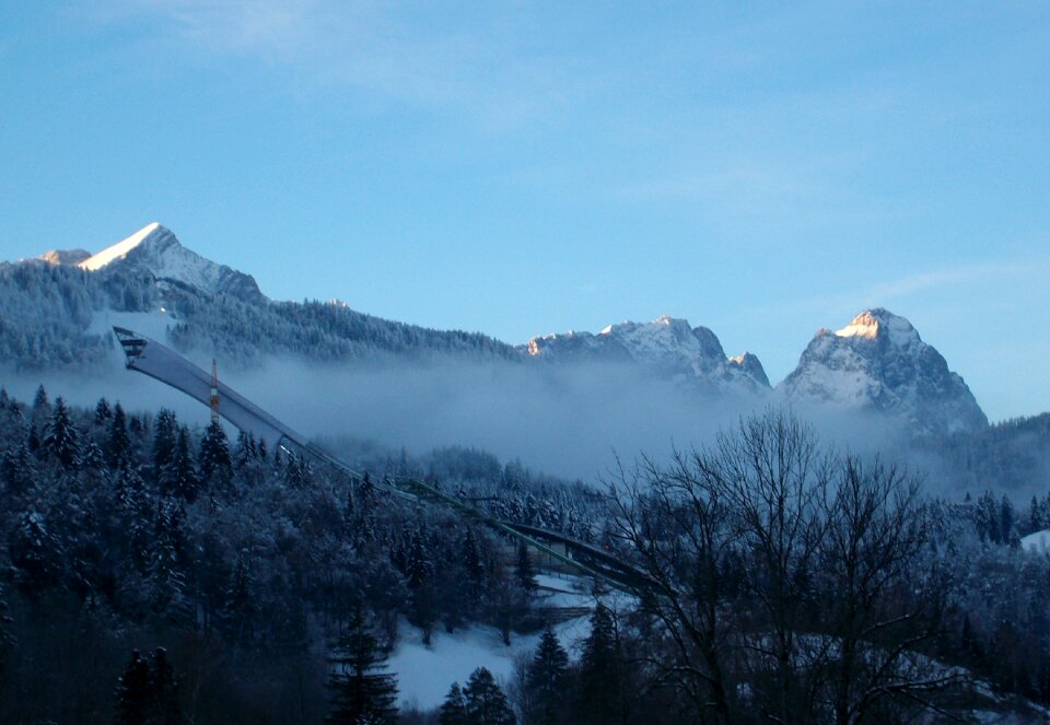 Mountains ski jumping hill