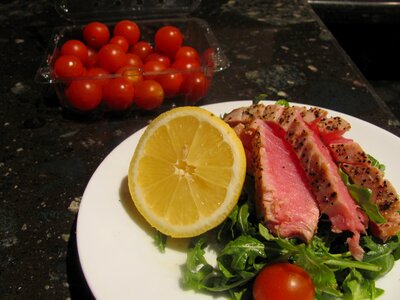 Ahi fish dinner