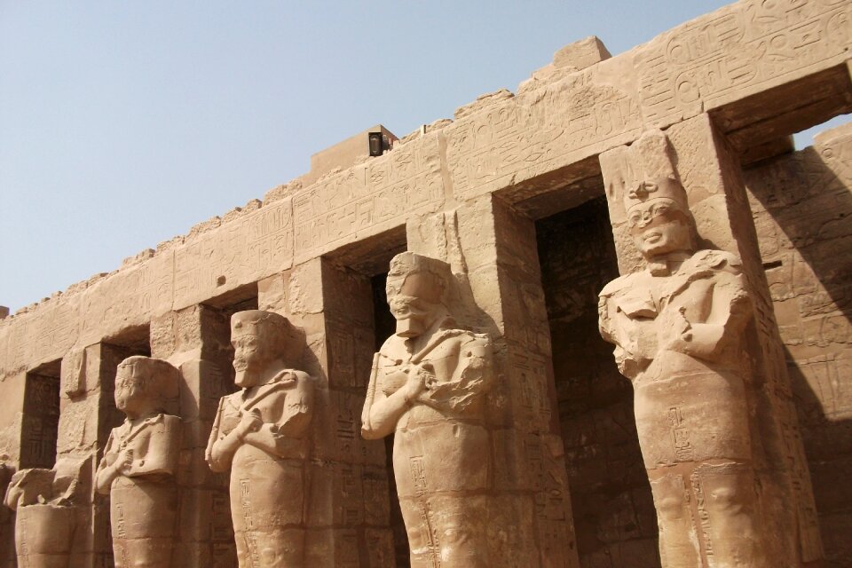 Pharaohs temple complex statue