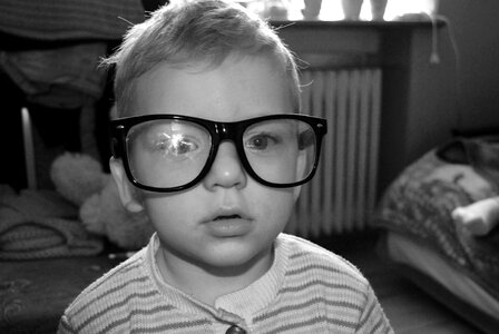 Boy glasses portrait photo