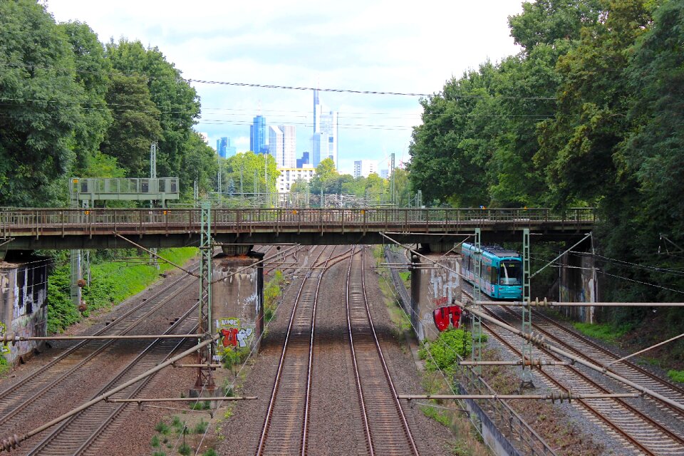 Skyscrapers railway rails transport