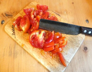 Knife cut board photo