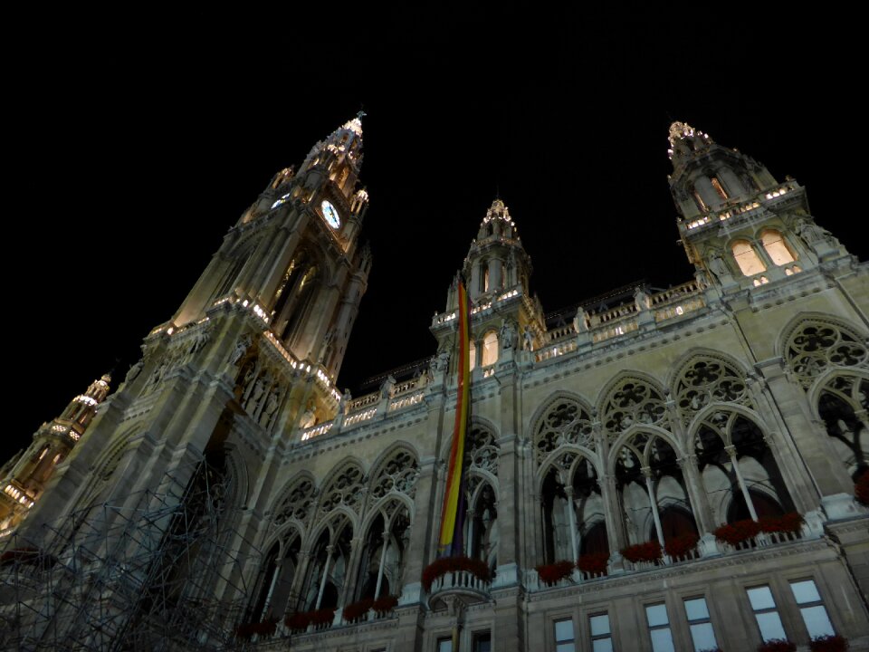 Vienna town hall in the evening