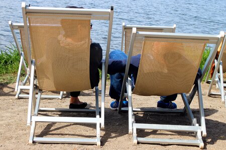 Deck chair beach sun loungers photo