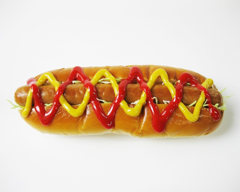 Sausage mustard ketchup