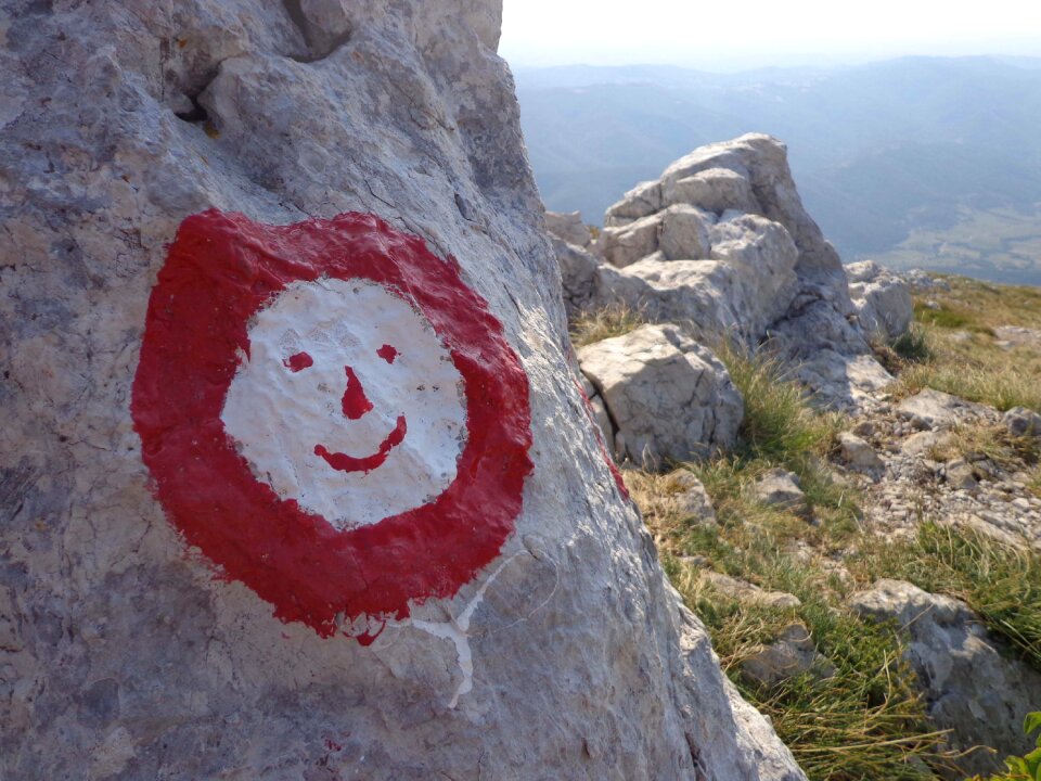 Sign waymark rock