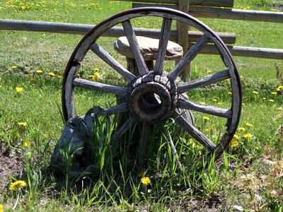 Wooden wheel old rim photo