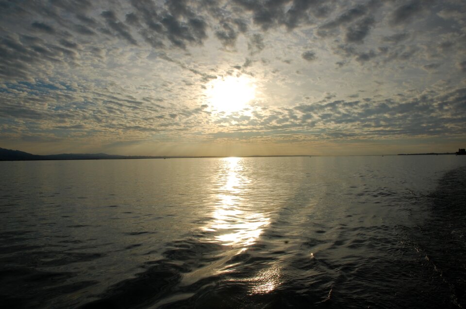 Sun evening lake