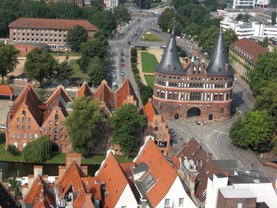 Hanseatic city historically city gate photo