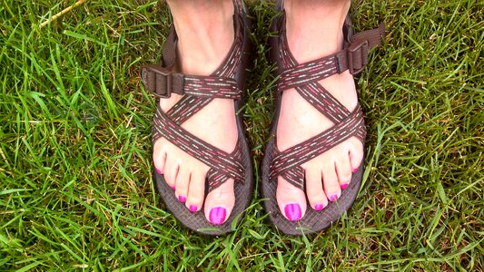 Feet toes grass photo