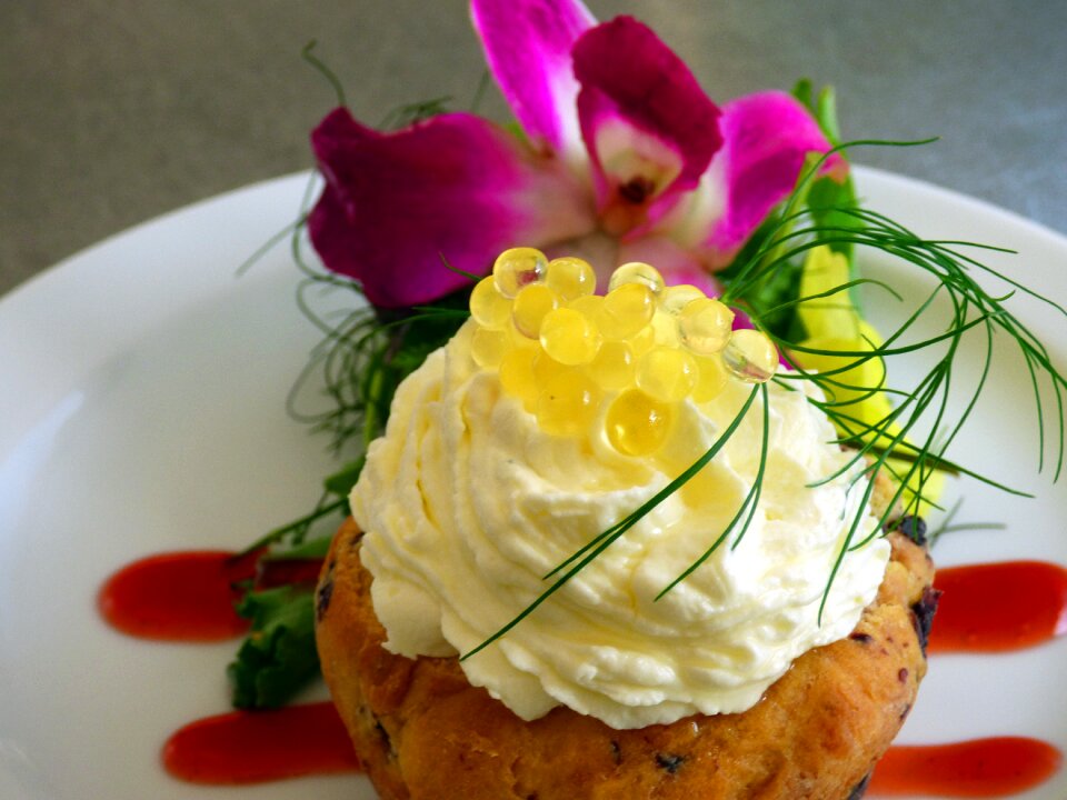 Orchid salad orange caviar cheese