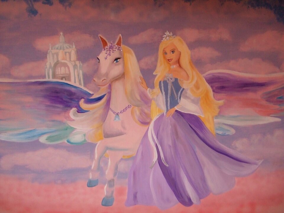Barbie pegasus wall painting wall decoration