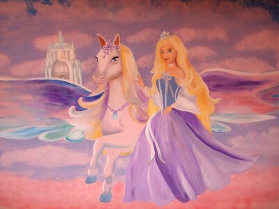 Barbie pegasus wall painting wall decoration