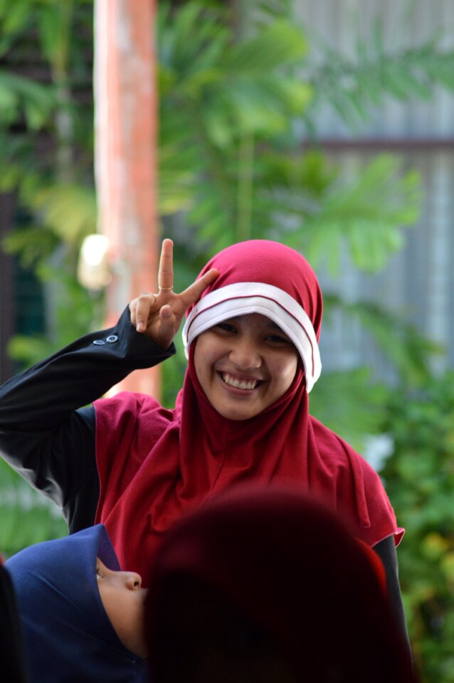 Smiling red school