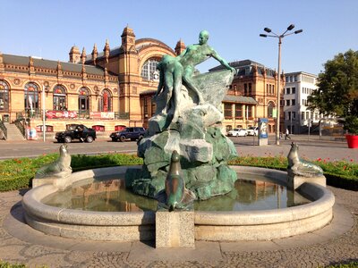 State capital railway station project parzival fountain construction photo