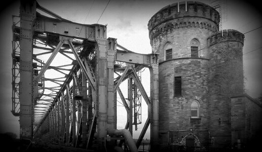 Bridgehead steel bridge old photo