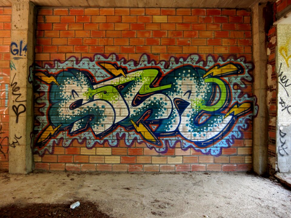 Graffiti wall brick