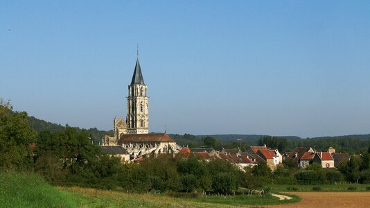 Village burgundy houses photo