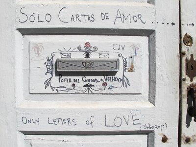 Love letter entrance door house photo