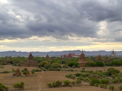 Bagan temples clouds