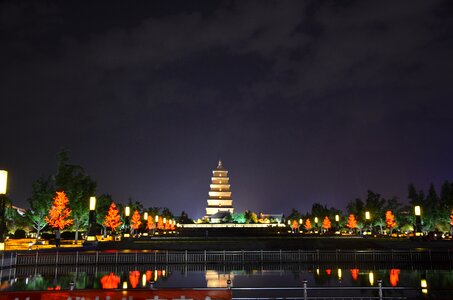 Xi'an the big wild goose pagoda night view
