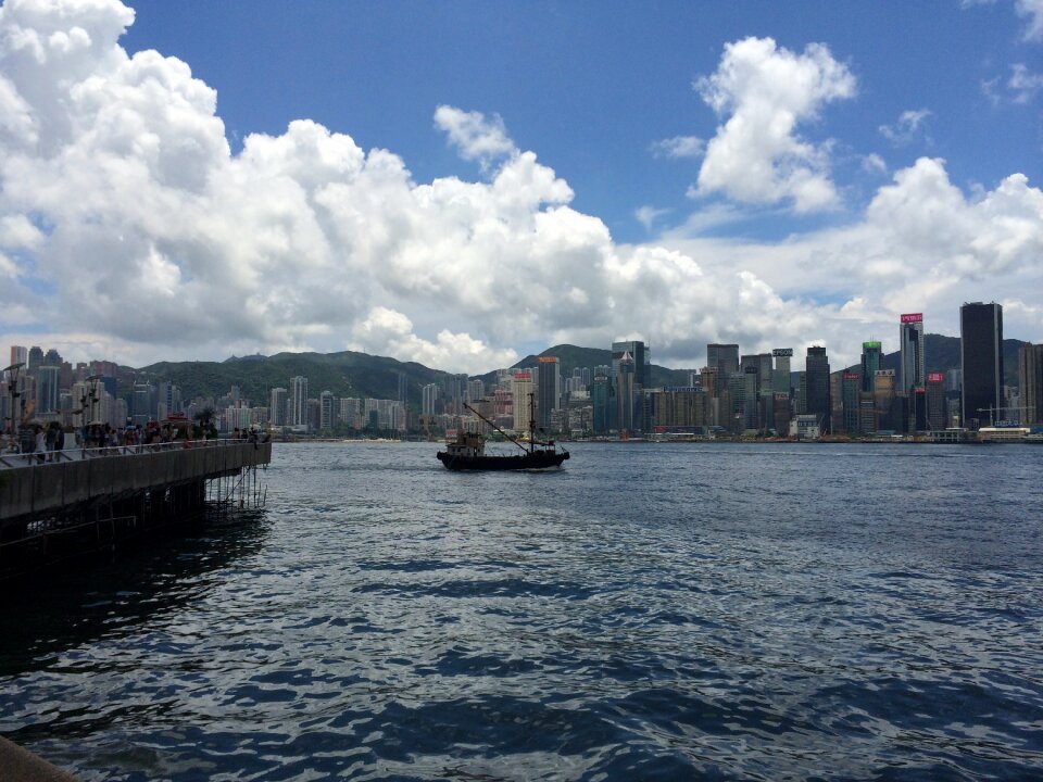 Hong kong victoria harbour sailboat sea view
